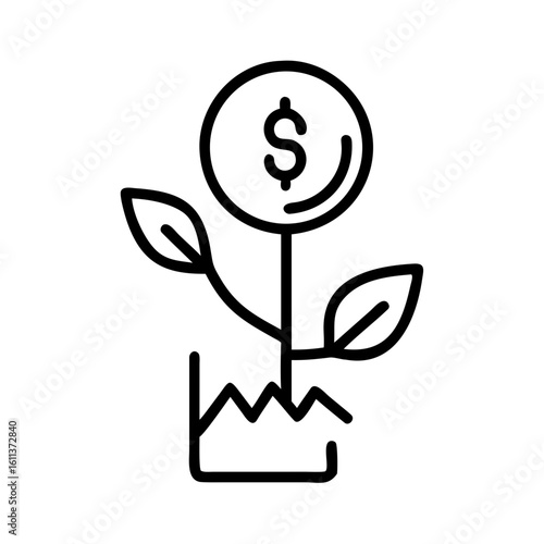 Visualize financial growth and increasing profits with this dynamic money plant icon, symbolizing wealth accumulation and prosperous investment opportunities.