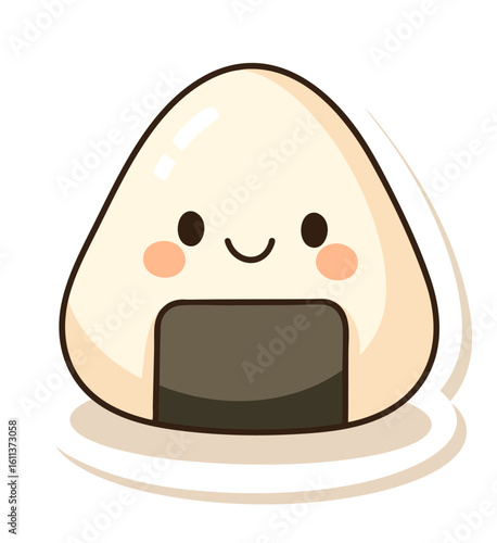 Onigiri rice ball icon, Japanese food, cute food design, kawaii onigiri illustration