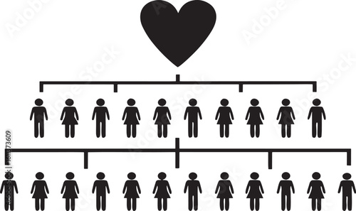 Family tree with heart symbol people generations