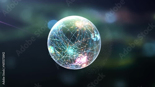 Glowing Sphere of Colorful Lights An Abstract Digital Network Connection Showcasing Futuristic Technology and Innovation in Vibrant World