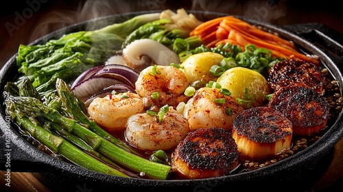 Vibrant Seafood Platter with Intricate Arrangement of Fresh Ingredients