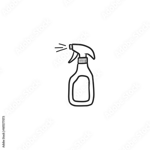Hand-Drawn Spray Bottle Outline, Ideal for Cleaning, Gardening, or Hair Care Products