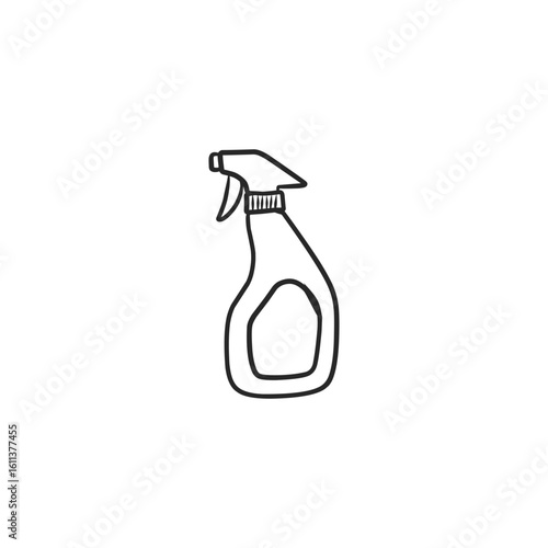 Hand-Drawn Spray Bottle Outline, Ideal for Cleaning, Gardening, or Hair Care Products