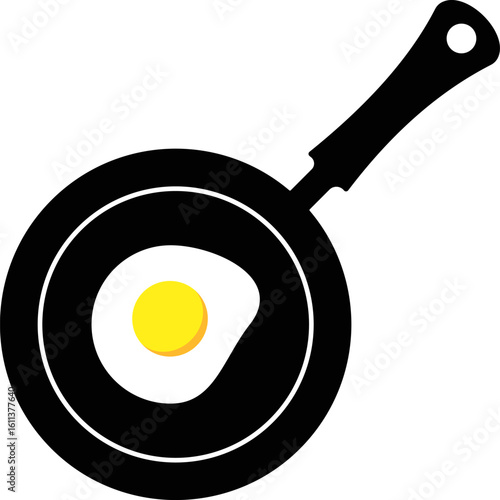 Frying pan icon with fried eggs. Protein breakfast of eggs. decorating menus symbol. Breakfast food sign. Frying utensil icons.  kitchen accessories design
