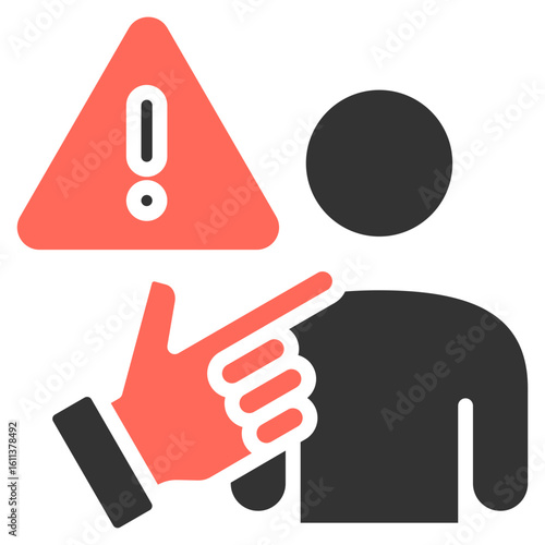 The concept icon of a warning, accusation, or concern for someone suggests that someone is being investigated, examined.