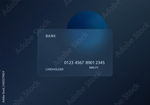 Dark blue glass credit card with sphere
