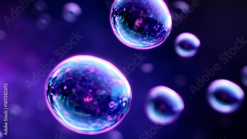 Wallpaper Mural Closeup of Vibrant Bubbles Floating in Dark Colorful Background with Soft Lighting Torontodigital.ca