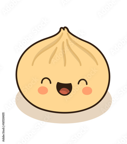 Cute illustration of steamed dim sum, a traditional Asian dumpling. Perfect for food-related projects, especially Asian cuisine or kids’ food content.