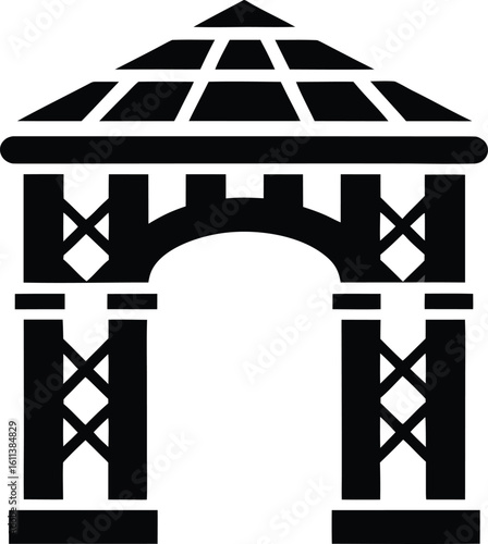 Black silhouette of a garden gazebo structure architecture