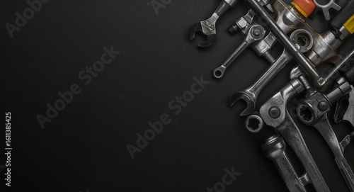 Wallpaper Mural Heavy duty mechanical repair toolkit with torque wrenches on plain black background Torontodigital.ca