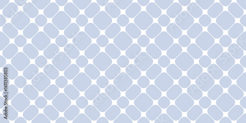 Minimal vector seamless pattern with geometric lattice, grid, rounded mesh. Subtle light blue background with nodes, curved shapes, net, tiles. Abstract minimalist ornament. Simple repeating design