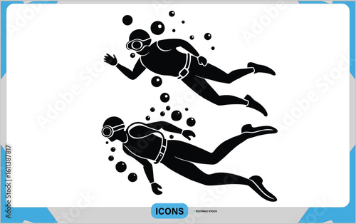 Scuba Diver Vector Design - EPS File for Diving and Underwater Projects