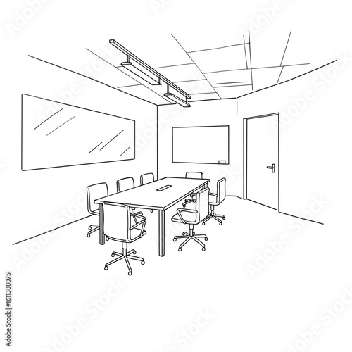 meeting room interior outline sketch