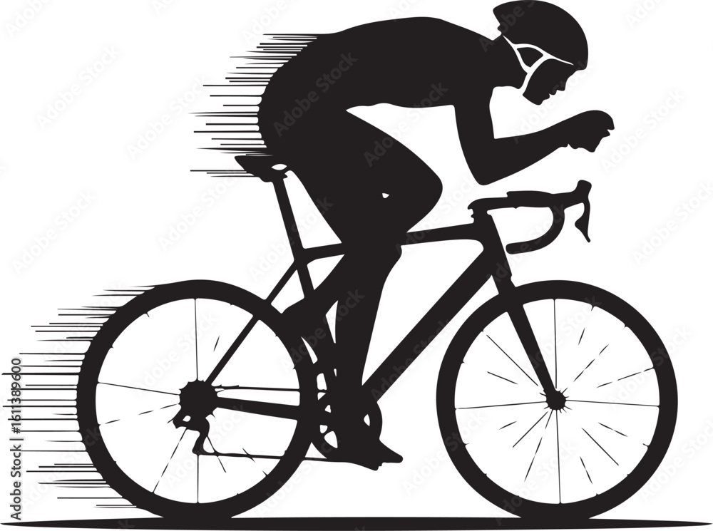 Obraz premium Racing Cyclist Silhouette Vector Set