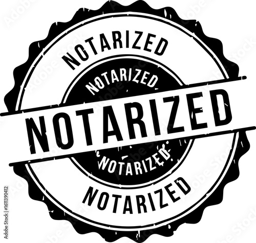 Notarized text in a round stamp design