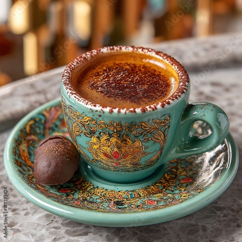 Elegant Luxurious Coffee Experience in Close-Up Detail