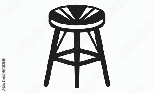 Bar stool silhouette, tall chair icon, pub furniture graphic, bar stool silhouette vector  