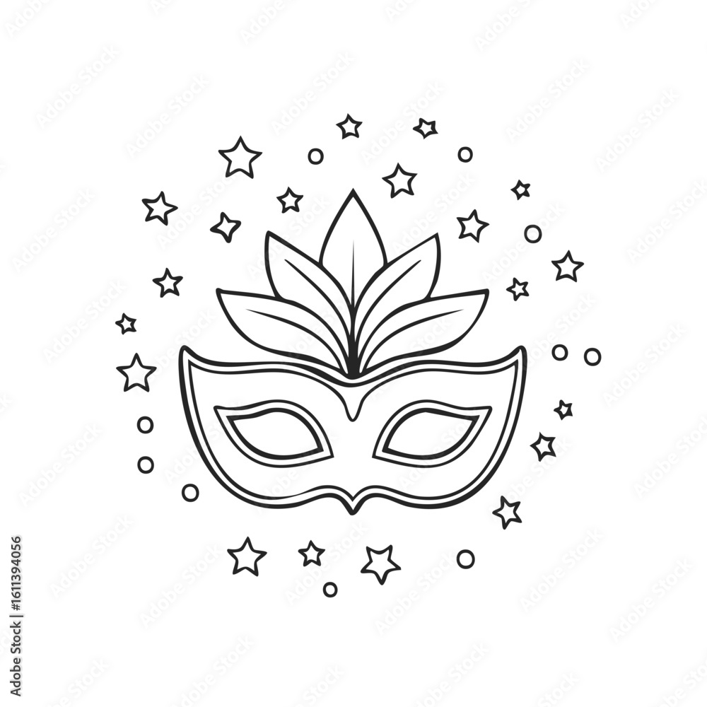 Obraz premium Masquerade Mask with Decorative Stars and Ornaments Festive Illustration