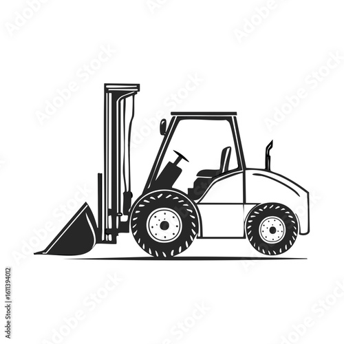 Forklift Vector Illustration Isolated on White Background Simple Heavy Equipment