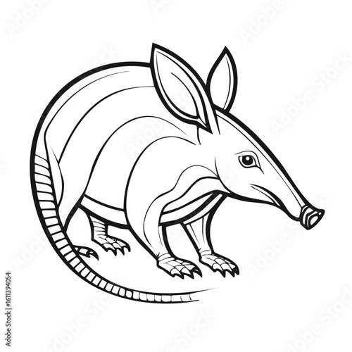 Stylized outline drawing of an aardvark with large ears and long snout