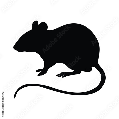  Mouse silhouette vector illustration, small rodent
