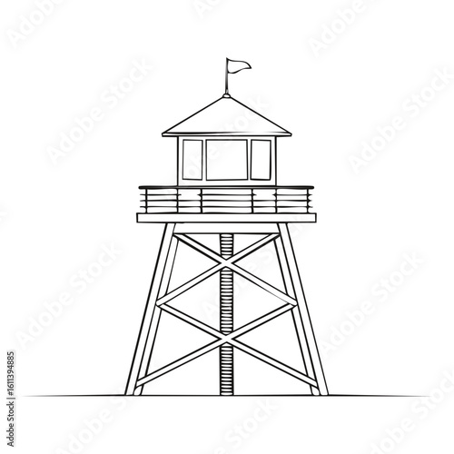 black and white lifeguard tower sketch clip art preview