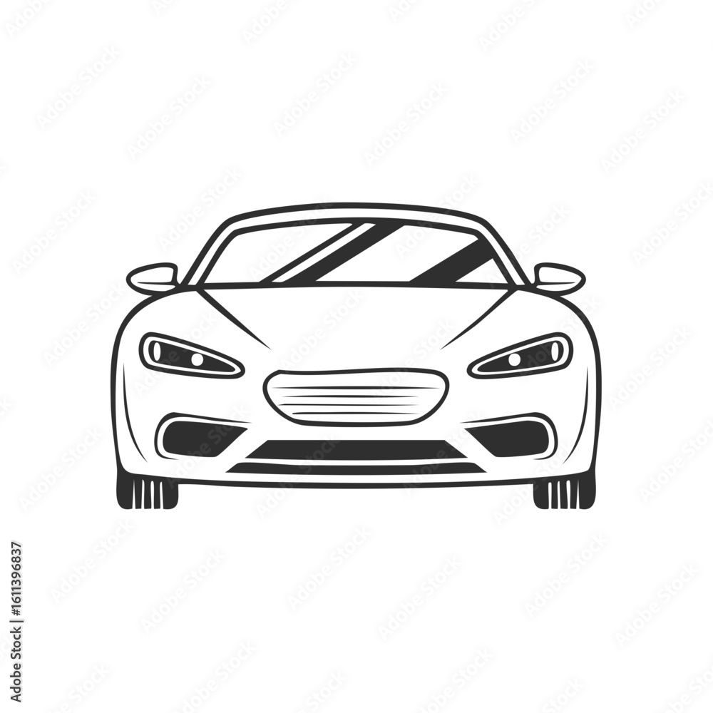 Sport car front outline. Automotive industry, transport illustration. Vehicle design Sport car front outline. Automotive industry, transport illustration. Vehicle design