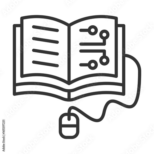 Digital Book Icon Outline Style. Vector Illustration Design