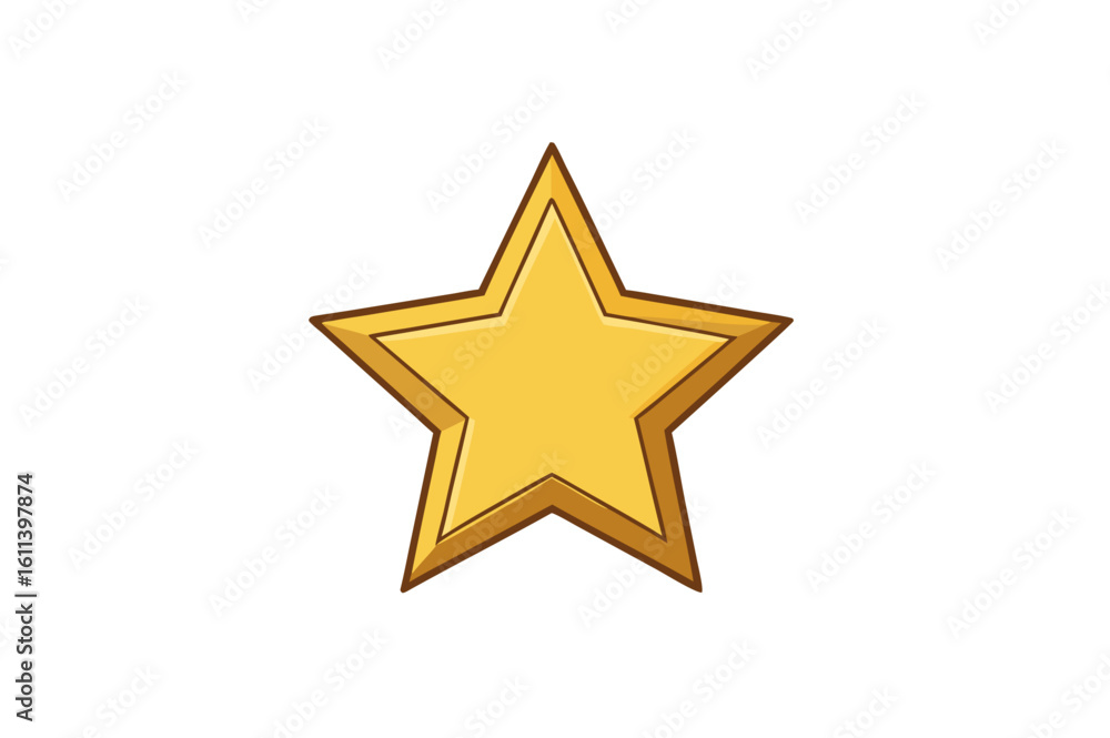 Fototapeta premium A glossy, isolated 3D golden star icon, a symbol of success and quality, perfect for Christmas, holiday, or award illustrations