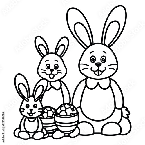 Adorable Easter Bunny Family Portrait Parent and Baby Bunnies