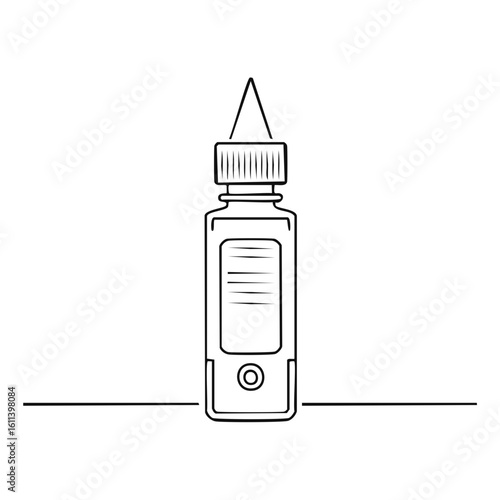 Eye Drop Bottle Outline Illustration with Dispenser Tip Medicine Container
