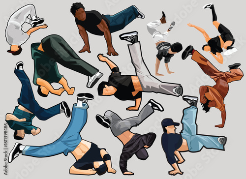 Various B-boy dance moves