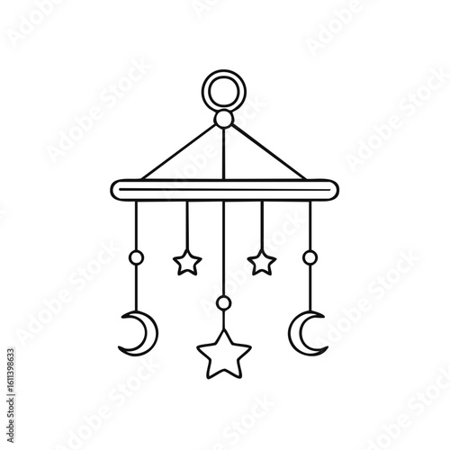 Outline Baby Mobile with Stars and Moons Illustration for Nursery Decor Projects