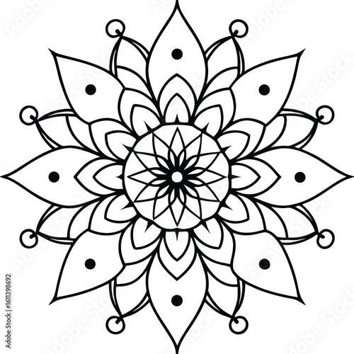 Intricate Elegant Floral Mandala Design with Smooth Lines and Curves