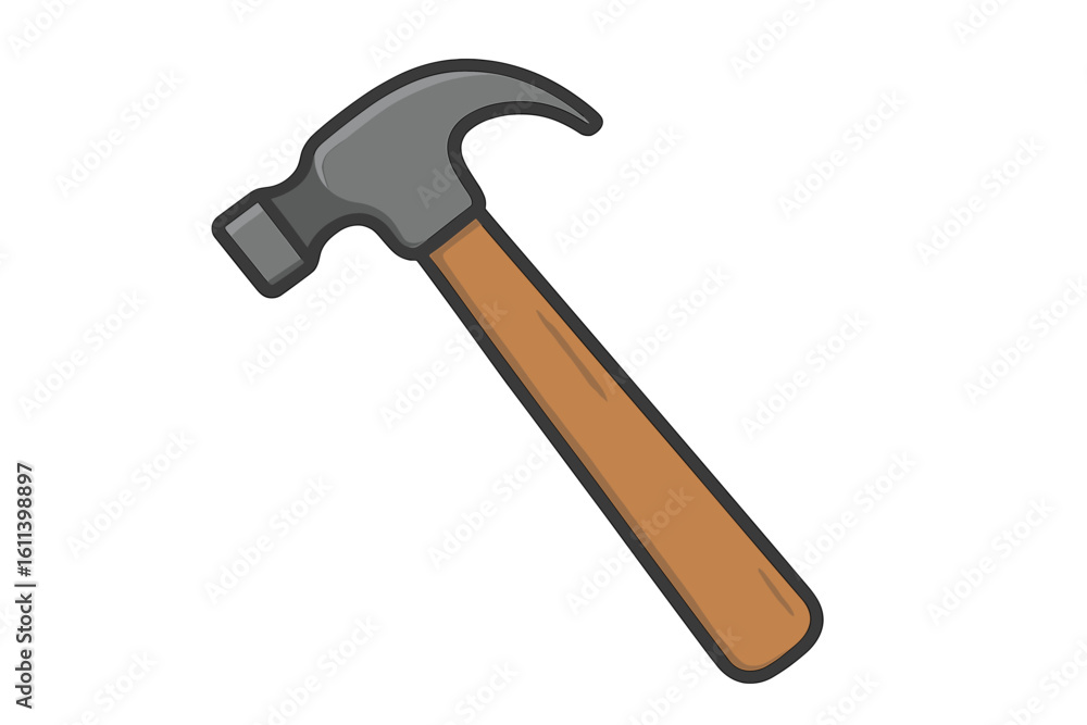 A cartoon hammer is set against a black background, ideal for construction themed designs A cartoon hammer is set against a black background, ideal for construction themed designs