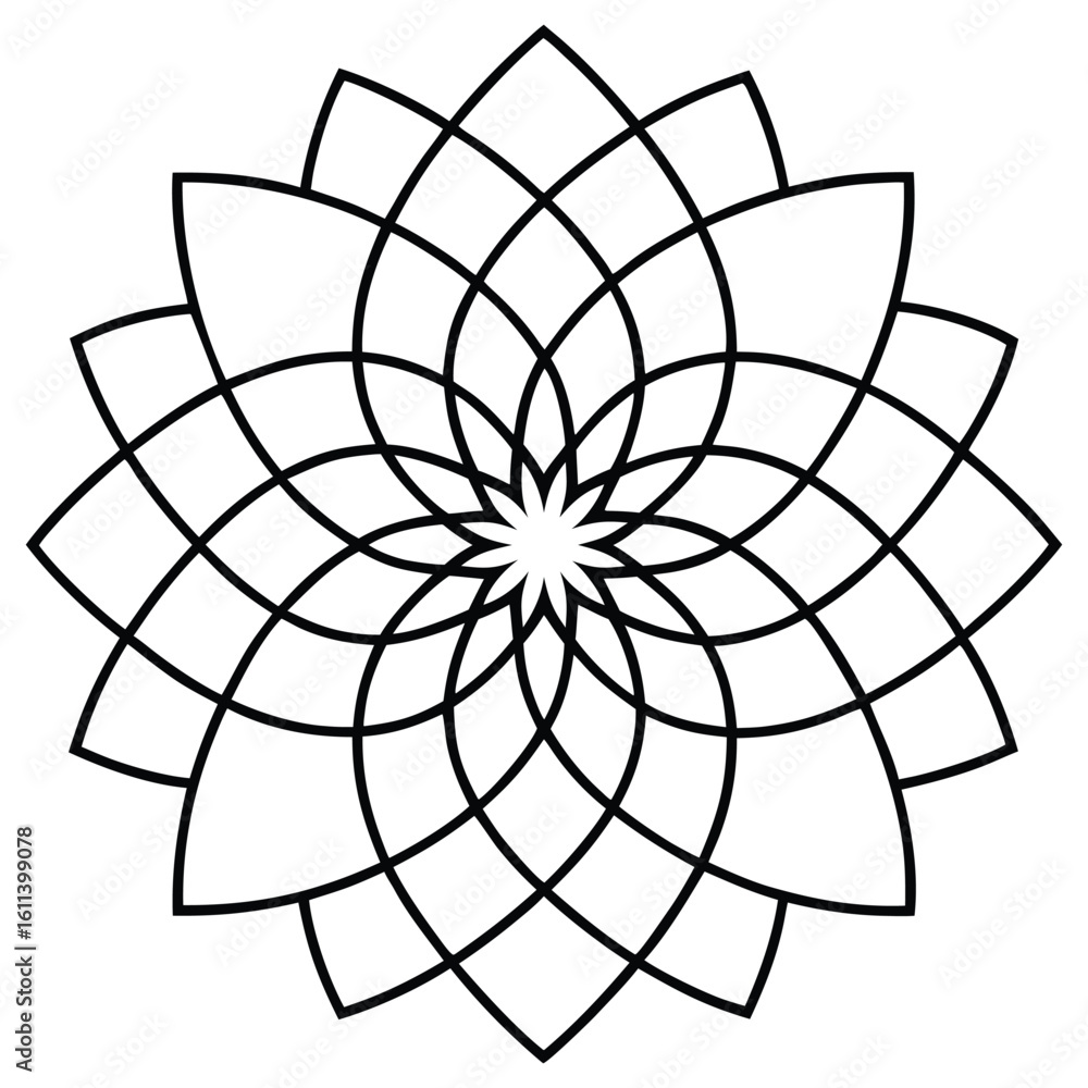 Obraz premium Abstract Circular Mandala Design with Overlapping Geometric Patterns