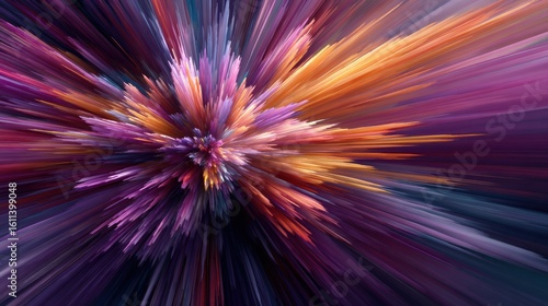 Vibrant Colorful Abstract Background Featuring a Large Explosive Burst of Light Creating Dynamic Energy
