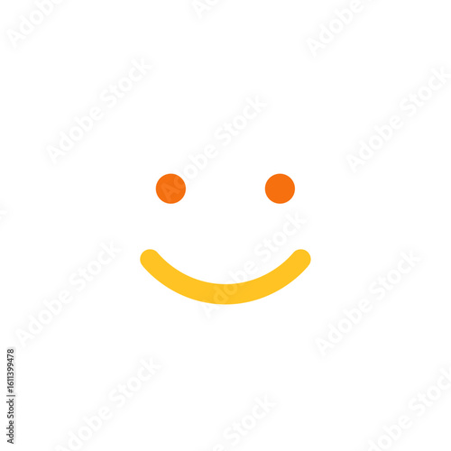Simple smiley face cartoon with orange dots on white background  