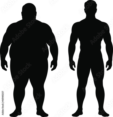 Body Transformation Silhouette – Before and After Male Fitness Vector