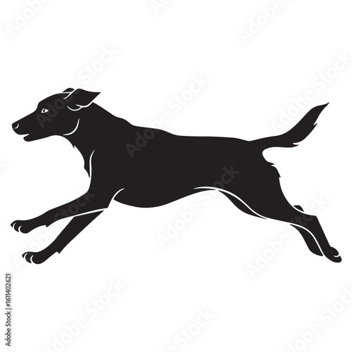 Black running dog silhouette isolated on a white background perfect for design projects