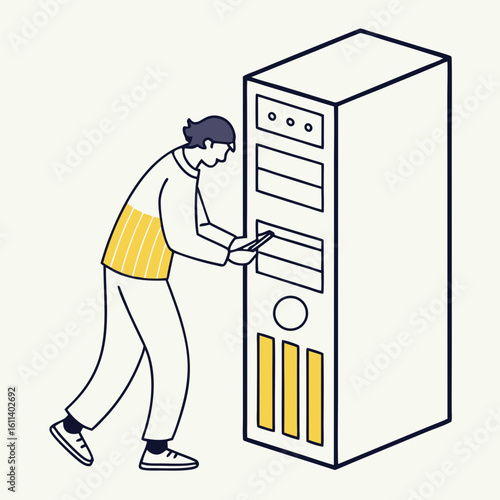 Person Repairing a Computer Tower