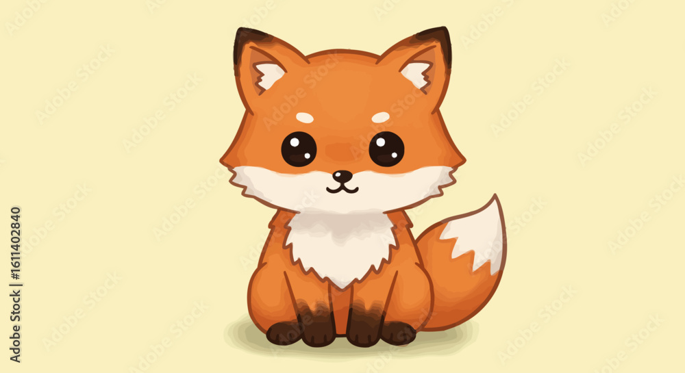 Fototapeta premium Cute Cartoon Fox Vector Illustration