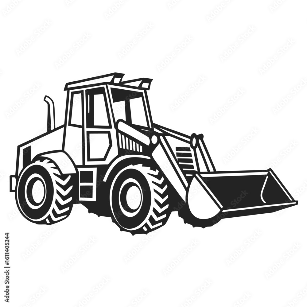 Naklejka premium Outline Silhouette Icons of Construction Machinery in Vector Format