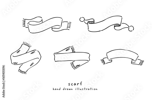 手描きのスカーフのシンプルなベクター素材セット