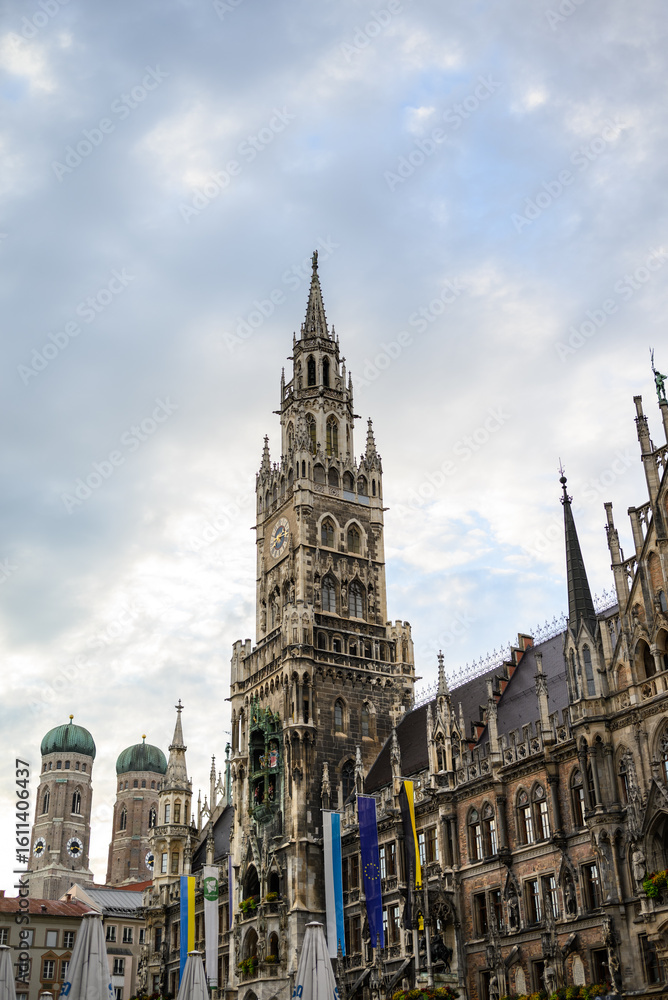 Fototapeta premium New Town Hall, Neues Rathaus, city government building on Marienplatz square in central Munich in Bavaria, Germany