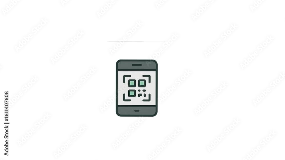 Phone scanning a QR code icon animation Phone scanning a QR code icon animation