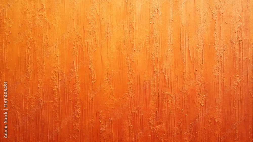 Fototapeta premium Vibrant orange textured background shows rough vertical lines. This warm color surface creates an abstract pattern suitable for design projects.