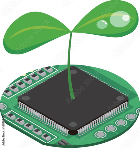 半導体とエコロジーのイメージイラスト