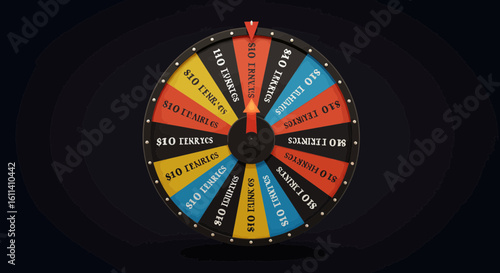 Colorful Wheel of Fortune with Dollar Amounts Offering Excitement and Opportunity