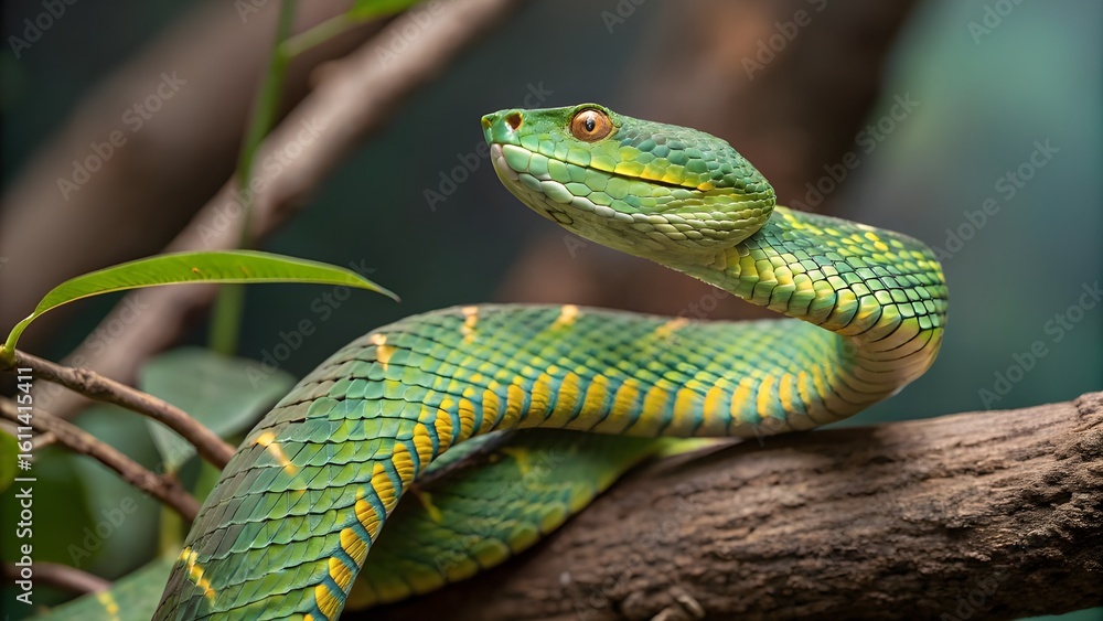 Fototapeta premium green lizard on a tree